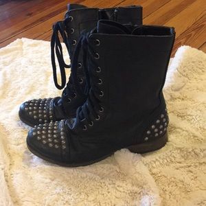 Candies black and silver stud combat boots